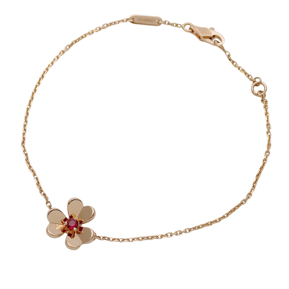 VAN CLEEF & ARPELS Gold Ruby Charm Bracelet